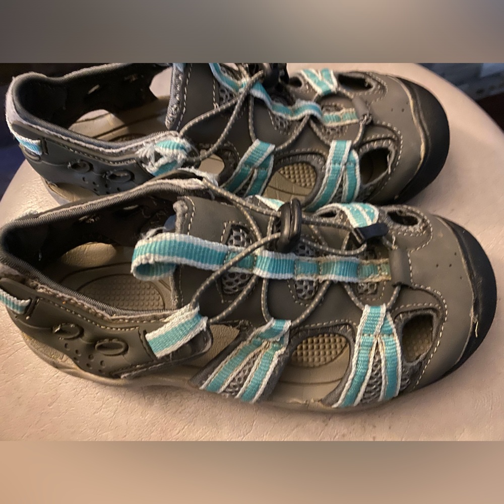 WORLD WIDE SPORTSMAN WATER SANDALS HIKING TRAIL 6 PROTECTED TOE BLUE/GREY